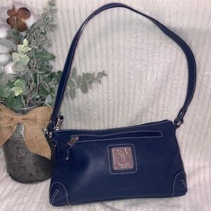 Tignanello Elegant Navy Blue Leather Shoulder Bag